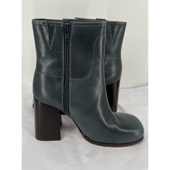 Free People Women's Naomi Ankle Heel Boot Leather Blue Size 8 Block Heel - Picture 5 of 10